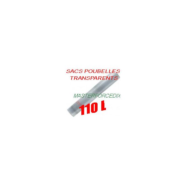 Sacs poubelles 110 L transparent BD 40 microns x 200