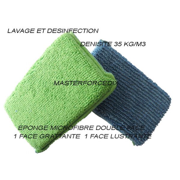 Eponge Microfibre X 2 Double Face ESSUYAGE NETTOYAGE Bleu/Vert