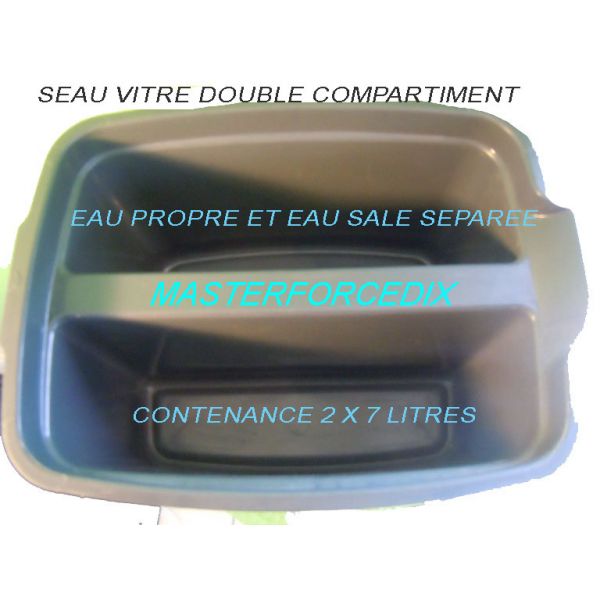 Seau à Vitres 2 compartiments de 7 L, eau sale et eau propre dissociée.