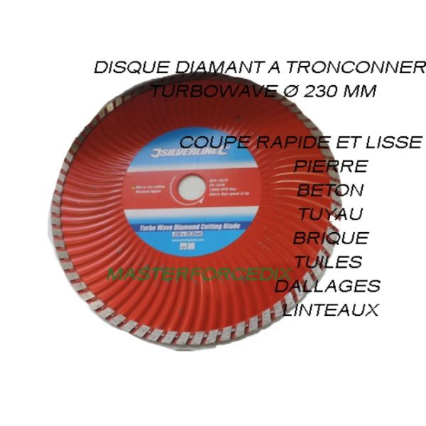 Disque Diamant Ø 230 mm à tronçonner béton, pierre, trottoirs etc.. 