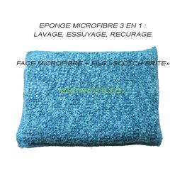 Eponge Microfibre grattane gris/Emeraude x 1