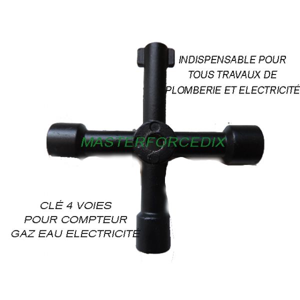 Clé Multifonction 4-en-1 (6,5/7/8/9mm) Pour Robinets, Compteurs, Armoires - Acier Nickelé, Léger (135g) - Urgence, Bricolage