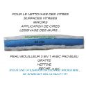 Peau de mouilleur 35 cm PAD GRATTANT microfibre blanche avec Pad Grattant Bleu 35 cm