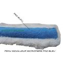 Peau de mouilleur 45 cm PAD GRATTANT BLEU  microfibre blanche 