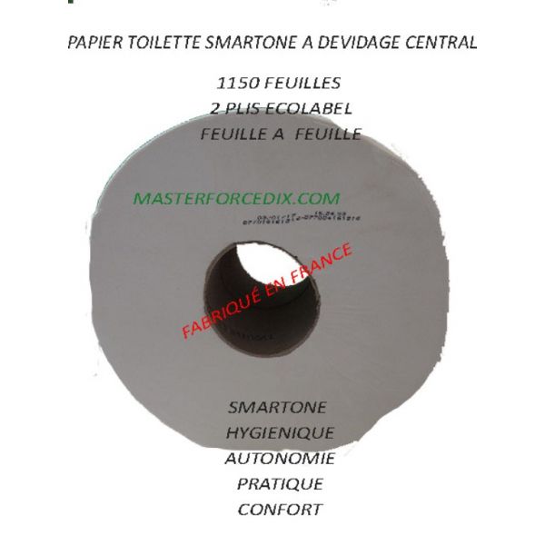 Papier tolette SMARTONE 1185 feuilles pure ouate 2 P ecolabel x 6 rouleaux