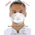 Masque FFP2  x 10  anti-poussières et particules solides ou liquides avec soupape expiratoire.