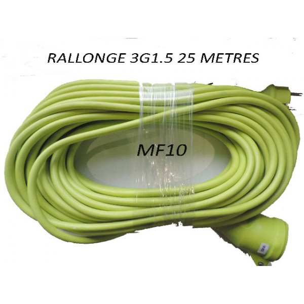 rallonge 25 M 3g1.5 visible vert fluo x 1